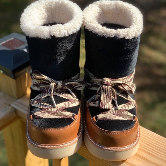 Coach Shearling Boot in Haircalf Black Sienna Sz 8 - Picture 1 of 7